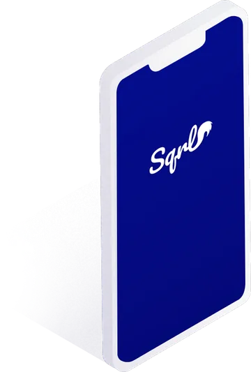SQRL app splash screen on a phone